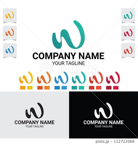 W letter Creative Hand drown Sketch Logo Template Design 112722066