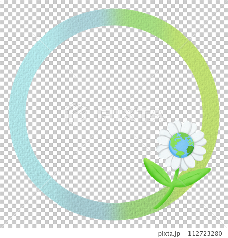 Green vibrant rounder border with earth flower Green vibrant rounder border with earth flower 112723280