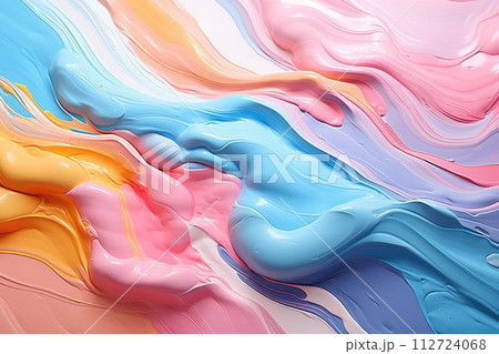 Colorful acrylic paint dripping with liquid drops. holi festival Generative AI Colorful acrylic paint dripping with liquid drops. holi festival Generative AI 112724068