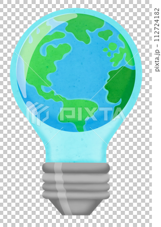 Earth planet inside light bulb. Environmentally friendly sources of energy 112724182