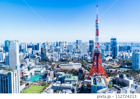 東京都 東京タワーと大都市風景イメージ 東京都 東京タワーと大都市風景イメージ 112724213