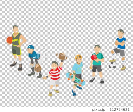 Illustration of boys playing various sports 112724621