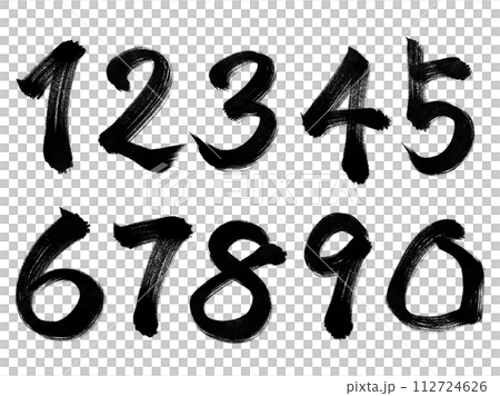 Numbers 数字 勢いのある筆文字 Numbers 数字 勢いのある筆文字 112724626