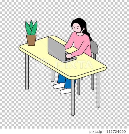 A woman working at a desk 112724990