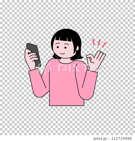 操作有微笑的一個智能手機的婦女 112724998