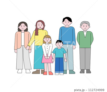 二世帯家族の全身イラスト 112724999