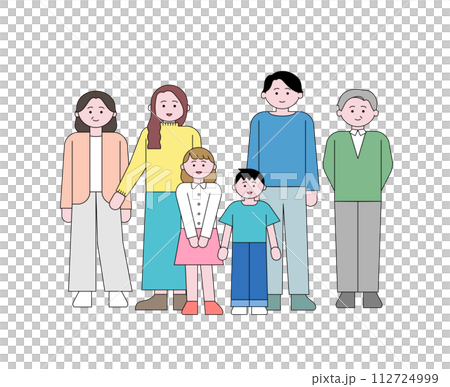 Full-body illustration of a two-family family 112724999