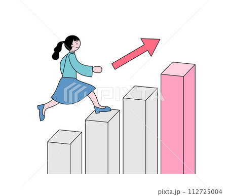 ステップアップする女性のイラスト 112725004