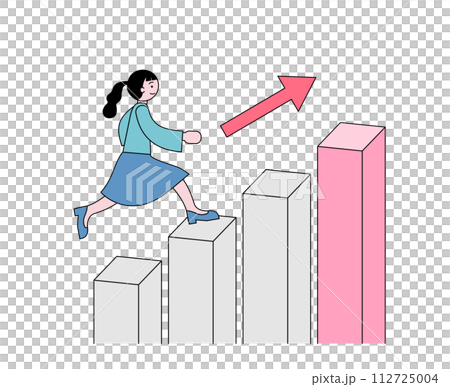 ステップアップする女性のイラスト 112725004