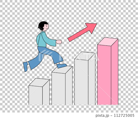 ステップアップする女性のイラスト 112725005