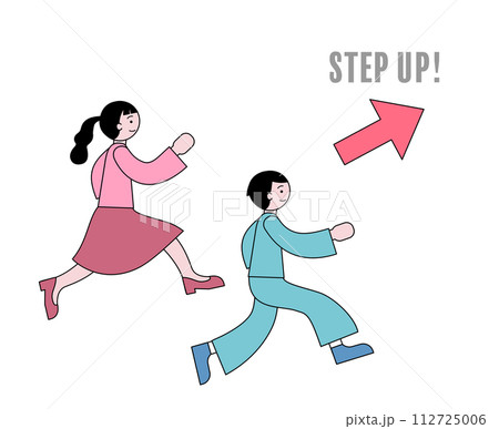 ステップアップする男女のイラスト 112725006