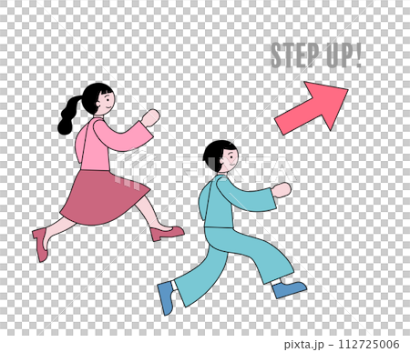 ステップアップする男女のイラスト 112725006