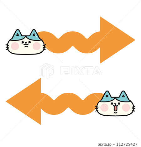 かわいいネコの波線矢印・左右 112725427