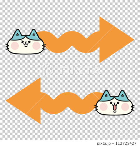かわいいネコの波線矢印・左右 112725427