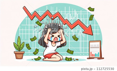 投資に失敗した女性のイラスト 112725530