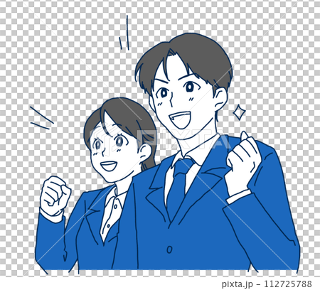 穿著西裝的年輕男女看起來充滿動力 穿著西裝的年輕男女看起來充滿動力 112725788