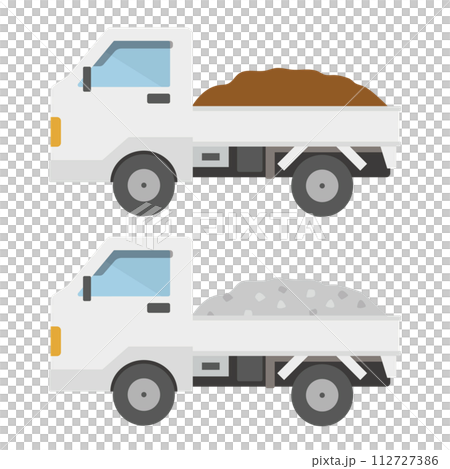 一輛運載泥土、沙子和石頭的輕型卡車的插圖 一輛運載泥土、沙子和石頭的輕型卡車的插圖 112727386
