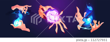 Witch woman hand set and mystic light power design Witch woman hand set and mystic light power design 112727931