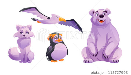 North Pole animal vector. Polar bear, winter fox 112727998