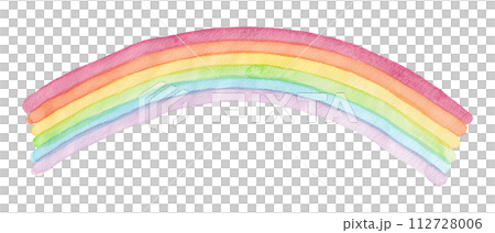 Hand-drawn watercolor illustration material: gentle curved rainbow 112728006