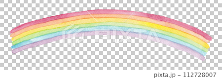 Hand-drawn watercolor illustration material: gentle curved rainbow 112728007