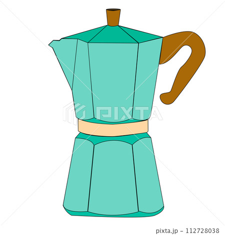 Italian coffee maker or moka pot green pastel. 112728038