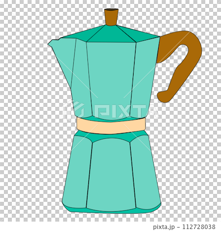 Italian coffee maker or moka pot green pastel. Italian coffee maker or moka pot green pastel. 112728038
