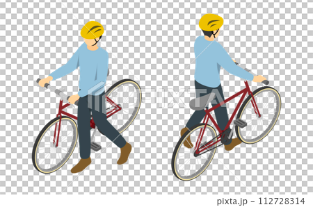 等軸圖：推自行車的人 112728314