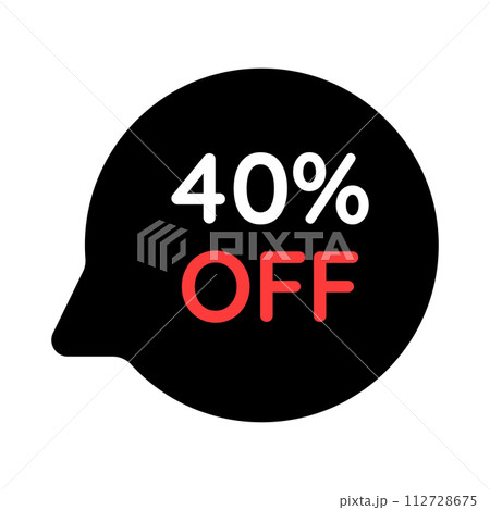 black 40 percent discount tag on white background black 40 percent discount tag on white background 112728675