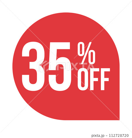 red 35 percent discount label on white background red 35 percent discount label on white background 112728720