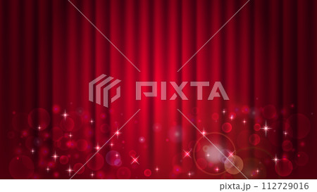 キラキラ赤いカーテン 背景 112729016