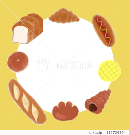 丸いパンのフレーム　黄色 112729304