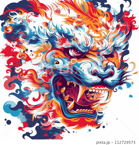 Wild Tiger Beast Dynamic Vector Illustration for Apparel 112729573