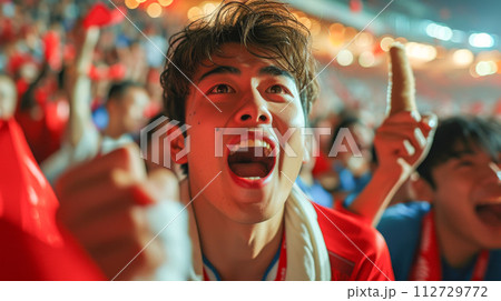 スポーツを応援する若者 112729772