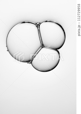 A close-up photo of water droplets that can be used in science, medicine, ingredients, and beauty designs. 112729958