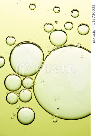 A close-up photo of water droplets that can be used in science, medicine, ingredients, and beauty designs. 112730033