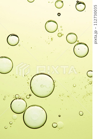 A close-up photo of water droplets that can be used in science, medicine, ingredients, and beauty designs. 112730035