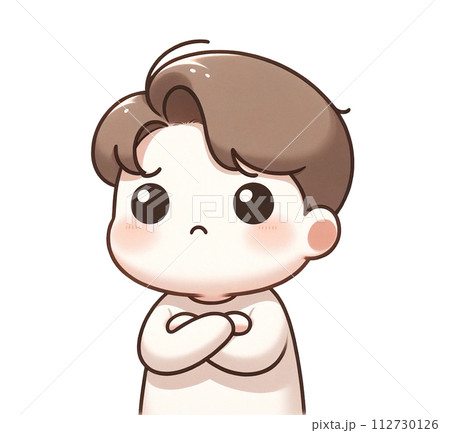 腕を組んで困った様子の男性 腕を組んで困った様子の男性 112730126