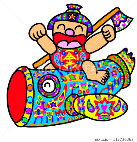 カラフルな金太郎と鯉のぼり カラフルな金太郎と鯉のぼり 112730368