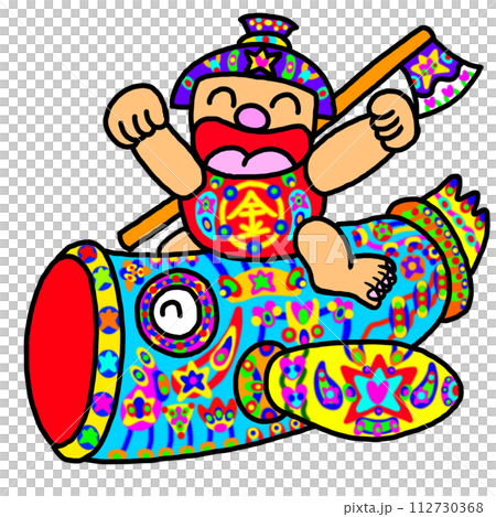 カラフルな金太郎と鯉のぼり カラフルな金太郎と鯉のぼり 112730368