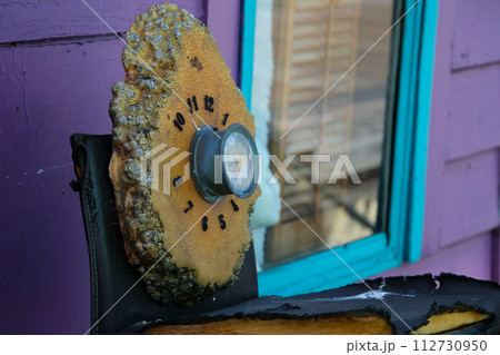 clock fisherman's wharf Victoria British Columbia, Canada Fisherman's wharf House Boat Homes float on Vancouver Island BC Boats and Yachts Marina details decor figurines shells various products 112730950