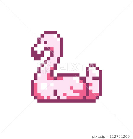 Pixel Art Flamingo Swim Ring Icon. Vector Y2K 8Bit Sticker of Pool Float. Cute Water Party Inflatable Video Game Element for Summer Design. Pixel Art Flamingo Swim Ring Icon. Vector Y2K 8Bit Sticker of Pool Float. Cute Water Party Inflatable Video Game Element for Summer Design. 112731209