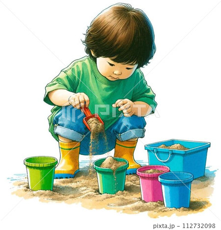 砂遊びをする子ども 112732098