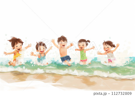 海水浴を楽しむ子供たち 112732809