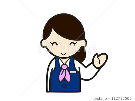 笑顔で案内する制服を着た女性2 112733509