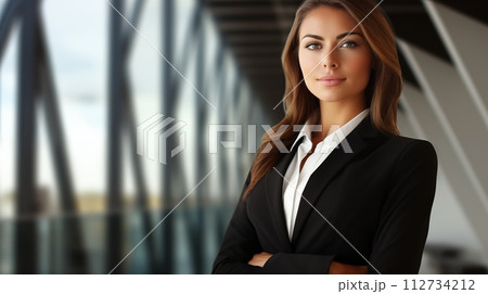 Capable professional businesswoman excels with expertise, dedication and success, AI Generated 112734212