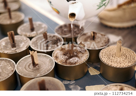 Trench military candles. Made by Ukrainian volunteers for soldiers serving on the front line. 112734254