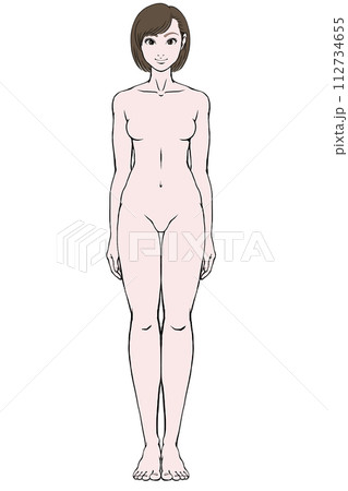 若い女性_基本の立ちポーズ_ヌード 若い女性_基本の立ちポーズ_ヌード 112734655