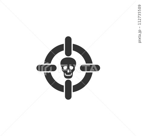 Sniper skull icon flat 112735589