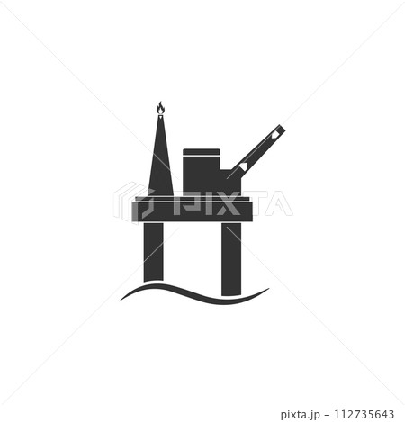 Oil platform icon flat 112735643